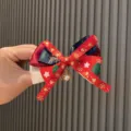 Pince à cheveux nœud de Noël enfants avec imprimé cerf et pendentif flocon, coiffure mignonne. - Écarlate