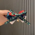 Joli noeud papillon de cheveux de Noel pour enfants accessoire de mode festif variante - Vert olive