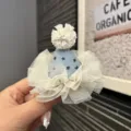 Kinder Mini Hütchen Haarspange mit weißem Tüll Rüschen und süßem blauen Sternmuster. - Blau (W1-3)