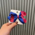 Schöne Mädchen doppellagige Schleife Haarklammer in Blau und Rosa Band Kinder Variante - Blau