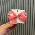 Mädchen rosa weiß doppelte Schleife Haarklammer, süße Haarspange für niedliches Babystyling - Rosa