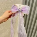 Lila schneebeere Schleife Haarspange mit Kristall Edelstein, märchenhafte Bänder Haaraccessoire für Kinder. - Band Haarspange (L4-3) / Violett