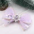 Kinder lila Organza Schleife Haarspange mit silbernem Schneeflocken Druck und Strass Mitte. - Halbfertige Schleife (L4-3) / Hellviolett
