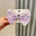 Kinder lila Schleife Haarklammer mit Strass Schneeflocken Design süßes Prinzessin Haaraccessoire. - Haarspange (L4-3) / Helles Lavendel