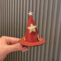 Roter Glitzer Zauberer Hut Haarklammer Halloween Party Stern Haarnadel Kinder Kopfbedeckung - Rot