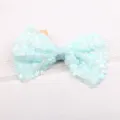 Graziosa molletta per capelli con fiocco in paillettes verde menta, accessorio principessa brillante. - Stile Semilavorato Blu Chiaro (N1-5)