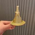 Goldene glitzernde Hexenhut-Haarspange mit Stern, funkelndes Halloween Haaraccessoire. - Mattgold