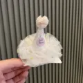 Kinder Geburtstag Party Hut Haarklammer mit Tüll Glitzer und süßem Pompon für Mädchen. - Haarspangen-Stil / Weiß