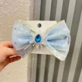 Kinder blaue Schleife Haarspange mit Schneeflocken Muster und Strass für Sommer - Haarspange (L4-3) / Hellblau