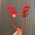 Weihnachten Rentier Geweih Haarreif mit Pailletten und Stern Dekor fuer Kinder Party Accessoire - Koreanisch Rot Pailletten Gold Stern Stil