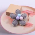 DIY Kinder Stoffblume Haarspange Zubehör mit bunten Perlen für handgemachte Schleifen - Blumen Halbzeug Zubehör (K1-6) / Erdgrau