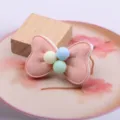 Rosa Samt Schleife DIY Haarschmuck mit bunten Perlen fuer kinder kleinkind maedchen haar - Schleifen Halbzeug Zubehör (G1-3) / Champagner