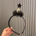 Halloween kids black headband witch hat hair hoop party costume performance cute hair accessories - Star Pointed Hat Mesh Headband