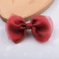 Red organza bow hair clip for girls, sweet large mesh hair barrette, cute princess hair accessory - Semi-finished (F3-6) / Burgundy