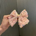 Pink velvet sequin bow hair clip for cute little girls sweet hair accessories styling. - Hair Clip (J3-4) / Pink