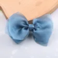 Blue Organza Bow Hair Clip Sweet Princess Hairpin Large Hair Accessories for Women - Semi-finished (F3-6) / Teal