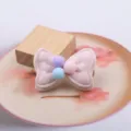 Rosa Pluesch Schleife Haarklammer niedlich DIY handgemachte Kinder Haaraccessoires - Schleifen Halbzeug Zubehör (G1-3) / Silber Rosa