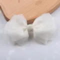 White pearlescent organza bow hair clip, sweet large hair accessory for girls and kids. - Semi-finished (F3-6) / Apricot White