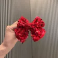 Red velvet sequin bow hair clip for kids, sparkling side clip hair accessory for girls. - Hair Clip (J3-4) / Red