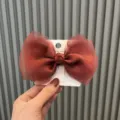 Large pearlescent organza bow hair clip, rust red hair barrette for women and girls. - Hair Clip Style (F3-6) / Burgundy