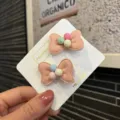 Süße Baby Schleifen Haarklammern mit bunten Perlen, handgemachter Haarschmuck für Mädchen. - Schleife (G1-3) / Orange