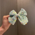 Kids cute blue velvet sequin bow hair clip sweet princess side clip hair accessories - Hair Clip (J3-4) / Cyan