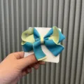 Doppelter Band Schleife Haarklammer süß blau grün Haaraccessoire für Mädchen süßes Design - Seegrün