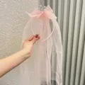 Rosa Tüll-Haarreif für Kinder mit Tiara und Schleife, süßes Prinzessinnen-Design für Geburtstag. - Rosa Stirnband (V1-2) / Rosa
