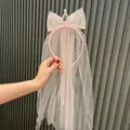 Rosa Kronen Haarreif mit Schleife und Netzschleier fur susse Madchen Geburtstag Party - Hellrosa Stirnband (T1-3) / Lotosrosa