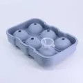 6-grid silicone ice ball mold whiskey large ice tray maker with small funnel for kitchen bar. - Morandi Blue (with Funnel)