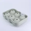 Silicone 6-grid ice ball maker mold with funnel for whiskey cocktail home bar kitchen use - Morandi Green (with Funnel)