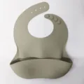 Silicone baby bib waterproof feeding bib with catcher pocket khaki toddler mealtime essential - Green