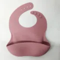 Silicone baby bib waterproof feeding toddler bib with food catcher pocket soft adjustable - Pink