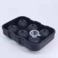 Black 6-grid silicone ice ball mold sphere maker with funnel for whiskey and cocktail drinks. - Black (with Funnel)