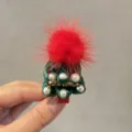 Weihnachtsbaum Haarnadel fuer Kinder rote Perle Haarspange niedliche Feiertag Haar Accessoire - Dunkelgrün