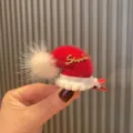 Weihnachtshut Haarklammer fuer Kinder niedliche Pluesch Santa Haarspende Feiertag - Rot
