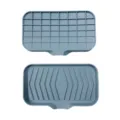 Silicone soap holder with drainage grid, anti-slip grey soap dish tray for bathroom. - Large Opening Soap Dish / Morandi Blue