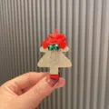 Weihnachtsbaum Haarklammer für Mädchen, goldene Glitzer Spange mit roter Schleife. - Leuchtgelb