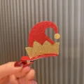 Weihnachten Elfenhut Haarklammer, rot und gold Glitzer Design, süßes Kinder Haaraccessoire. - Ziegelrot