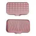 Portasapone in silicone rosa con beccuccio autoscolante, supporto antiscivolo per bagno. - Portasapone a Grande Apertura / Caffè Moka