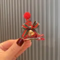 Weihnachten Hut Haarklammer Kinder niedlich Haarspange mit Glocke Schleife rotes Haarzubehör - Rosa