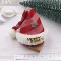 Christmas red glitter hat DIY accessory plush doll charm festive party holiday decoration craft - Red Semi-finished Large Style