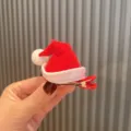 Süße weihnachtsmann mütze haarspange für kinder rote samt seiten haarnadel zum fest feiern - Karminrot