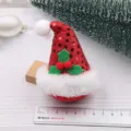 Cute Christmas hat hair clip DIY accessory sparkly red sequins white plush trim decor - Wine Red Semi-finished Leaf Berry Style