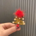 Weihnachtsbaum Haarklammer für Mädchen, süße rote Plüsch Perle Seitenklammer für Kinder - Gelb