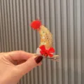Weihnachts Pailletten Hut Haarklammer fuer Kinder, süsse rote Schleife festliches Haarzubehoer. - Gold