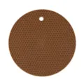 Brown Silicone Honeycomb Trivet Small Round Heat Resistant Mat Table Placemap Coaster - Coffee