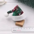 Miniature Christmas hat DIY accessory red green plaid fluffy white trim hair clip decor - Green Curved Hat Semi-finished Style