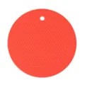 Red round silicone honeycomb heat insulation pad, anti-skid mat for kitchen dining table. - Red