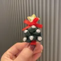 Weihnachtsbaum Haarklammer für Kinder, rote Perle Haarspange mit Schleife und Stern. - Seegrün